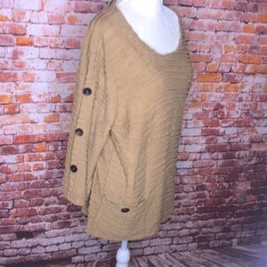 Toofan Tan Textured Lagenlook Scoop Neck Tunic